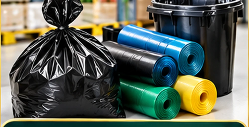 Black heavy-duty garbage bag for commercial waste